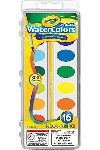 Crayola Washable Watercolors Pan with Brush 16ct 53-0555