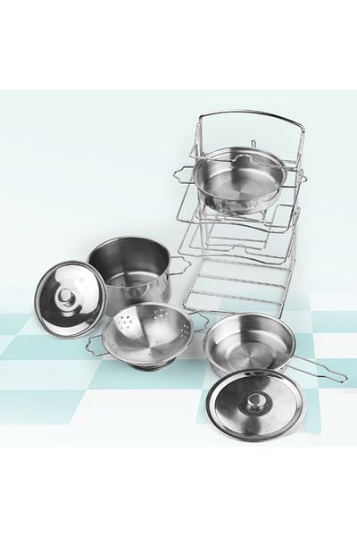 VARDEM OYUNCAK Vardem 7 Piece Steel Cookware Pan Set with Shelves