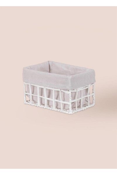 The Mia The Mia Braid Wicker Organizer Basket White 22X14X13 cm Spt0089