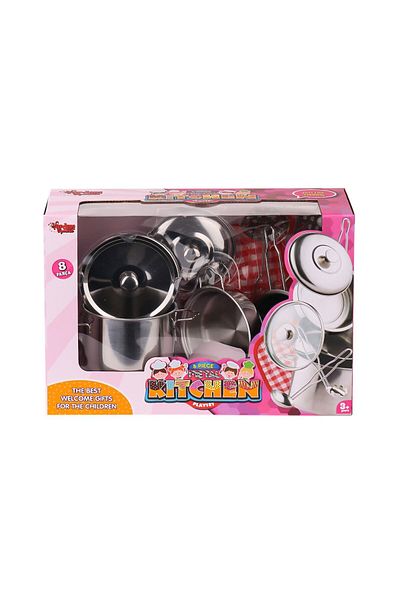 NillyToys 1818-3 Steel Pot Pan Set 8 Pieces - Vardem Toy