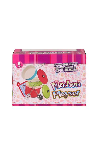 NillyToys 1818-7A Enamel Cookware 8 Pieces Pink -Vardem Toy