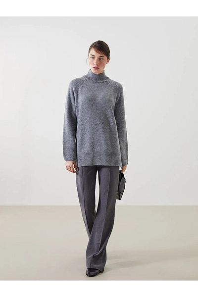 LC Waikiki Lcw Vision Gray Half Turtleneck Women's Knitwear Sweater