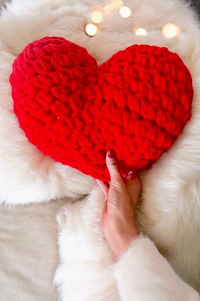 DVOYAGE Heart Puffy Decorative Pillow(35X35 cm)