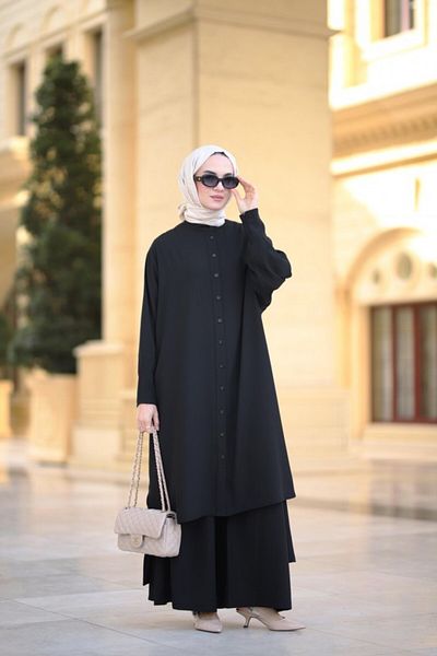 NS Moda Set voile hijab negru - Model-532