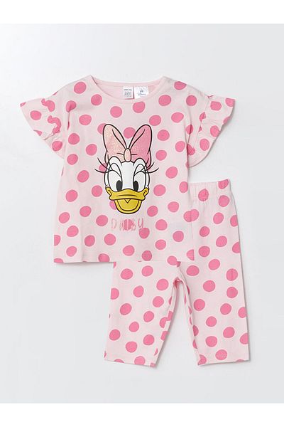 LC Waikiki Lcw Kids Daisy Duck Printed Baby Girl T-Shirt and Sweatpants 2-Piece