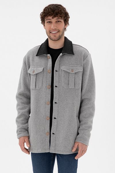 U.S. Polo Assn. Men's Gray Melange Knitted Cardigan 50290593 -Vr086