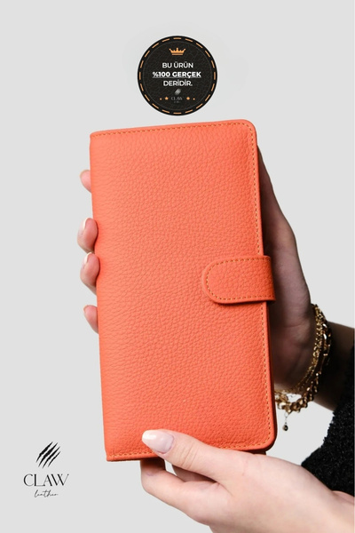 clawleather محفظة للجنسين من الجلد الطبيعي مع حجرة للهاتف