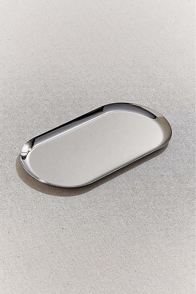 Paşabahçe 21 cm Silver Metal Oval Tray