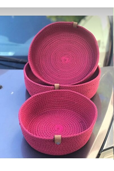 GLASS HOME Ψάθινο καλάθι 3 τεμαχίων, ψάθινο καλάθι για πετσέτες, οργανωτής κο...