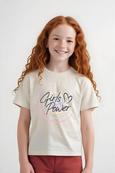 FYK COLLECTİON Κοντομάνικο μπλουζάκι για κορίτσια με στάμπα Heart Power