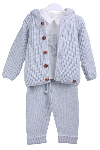 MİMBOKİDS Baby Boy 3-Piece Merino Wool Baby Set - Healthy Warmth and Comfort