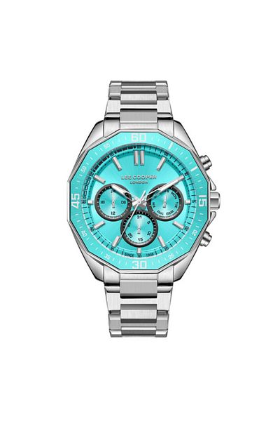 Lee Cooper Men's VX9JE1 Movement Watch, Multi Function Display and Metal Strap - LC08021.300, Blue