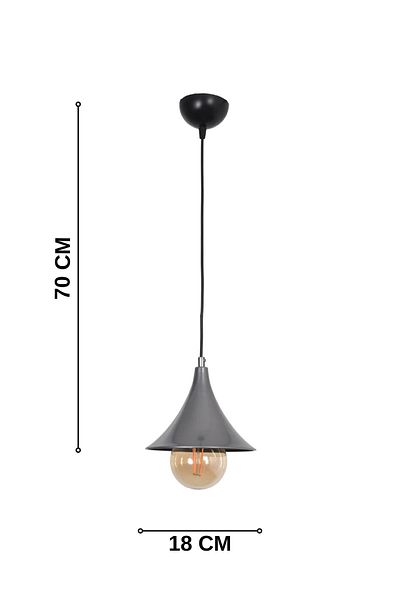 Modavize Thomas Modern Design - Children's Room and Kitchen Gray Color Metal Single Chandelier (Without Bulb)