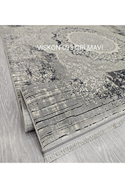 DECOSER HALI Decoser Viskon Koleksiyonu Viskon Akrilik dokuma Bambu Halı DH093 Gri Mavi