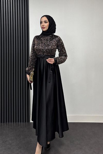 Tesettür Diyarı Γυναικείο βραδινό φόρεμα με χάντρες Mihret