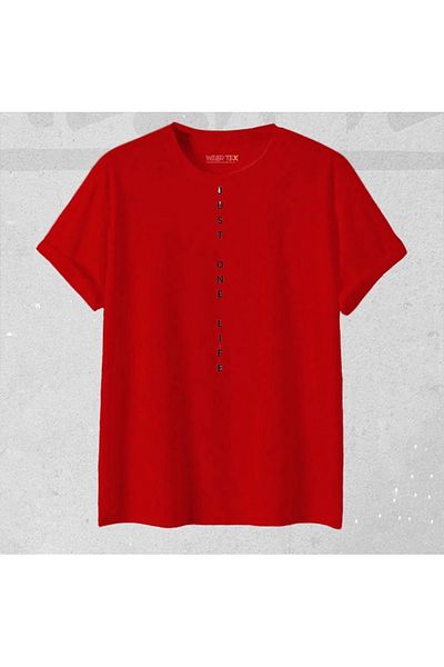 NEW TRENDY COLLECTİON NEW SEASON OVERSIZE "JUST ONE LIFE" patterned T-Shirt