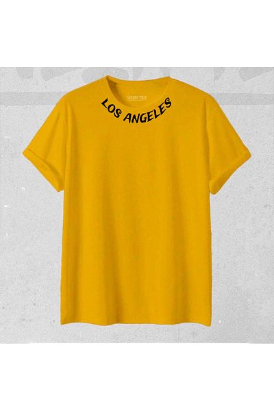 Minikelya New Season Unisex Los Angeles Collar Printed T-Shirt