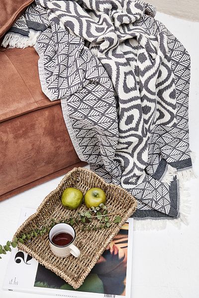 Vi’cotton Husă pentru scaun TV 100% bumbac cu model albastru, piqué, pătură 127x152 cm