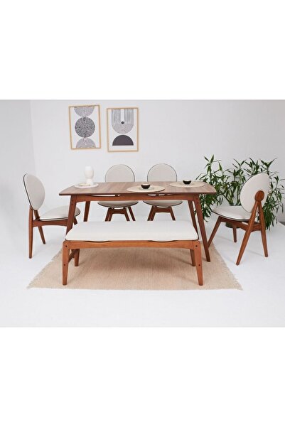 Genel Markalar Touch Iskandinav 4 Sandalye 1 Bank Mutfak&salon Yemek Masa Takımı 80*160