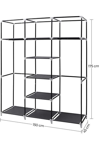 Cady One Foldable Fabric Wardrobe and Luggage Organizer with Hanging Rods and Clothes Rack for Storing