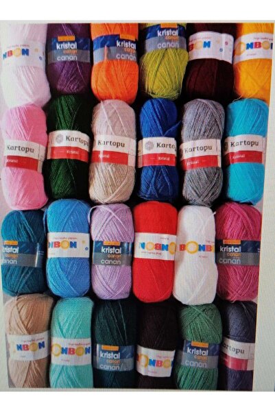 BONBON نسخة - مجموعة خيط حياكة يدوية من 24 قطعة من كريستال بونبون بألوان مختلطة