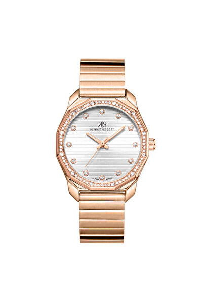 Kenneth Scott ساعة كينيث سكوت النسائية التناظرية ذات المينا الأبيض - K24505-RBKW
