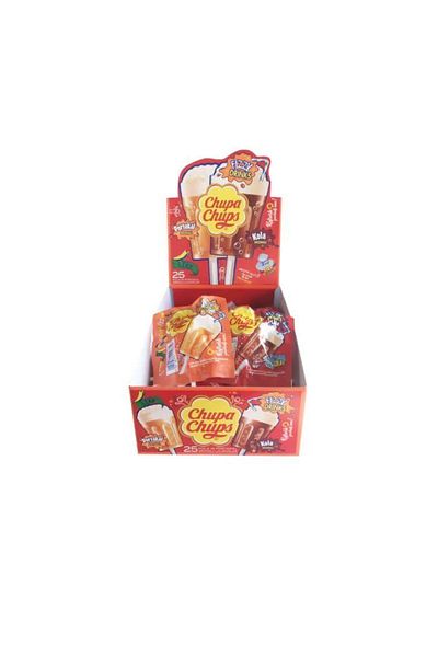 Chupa Chups Fizzy Cola and Orange Flavored Lollipop Candy 15 Gr X 25 Pieces