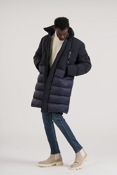 Giotelli Regular Fit Stand Collar Long Puffer Quilted Coat with Side Pockets