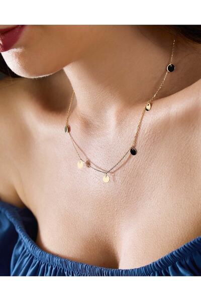 Nilvera Kuyumculuk 14 Ayar Altın Pullu Kadın Kolye, Işıklı Şık Mücevher Kutus...