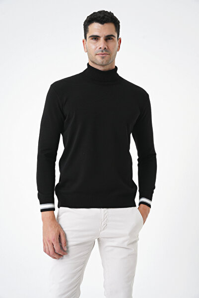 CHUBA Ανδρικό μαύρο ζιβάγκο λεπτό πλεκτό πουλόβερ 20w154