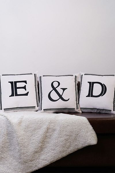 ASDİVA Letter Throw Pillow Cover Velvet 43X43 cm Double Sided with and Symbol Cat Patterned Marriage Proposal