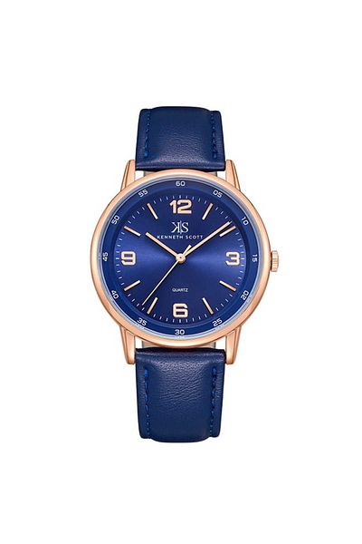 Kenneth Scott Men's PC21 Movement Watch, Analog Display and Polyurethane Strap - K23040-RLNN, Blue