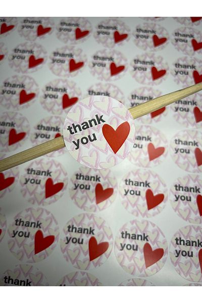 zeinapp 35Pcs 4X4 Sizes Hearted Thank You Sticker Sticker - Adhesive Thank You Packaging Material
