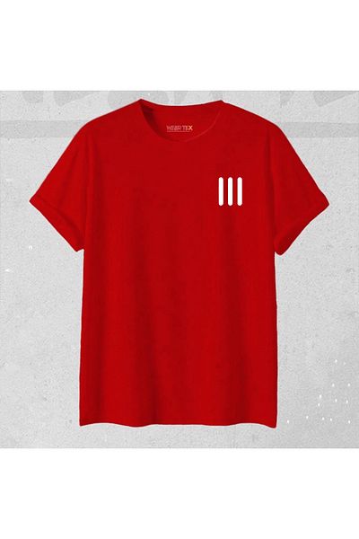 NEW TRENDY COLLECTİON Unisex Three Lines Printed New Season Cotton Oversize T-shirt