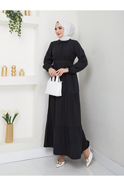 exxitcollection Γυναικείο Hijab Μαύρο Μακρύ Ζωντανό Κομψό Μοντέρνο Φόρεμα Τερ...