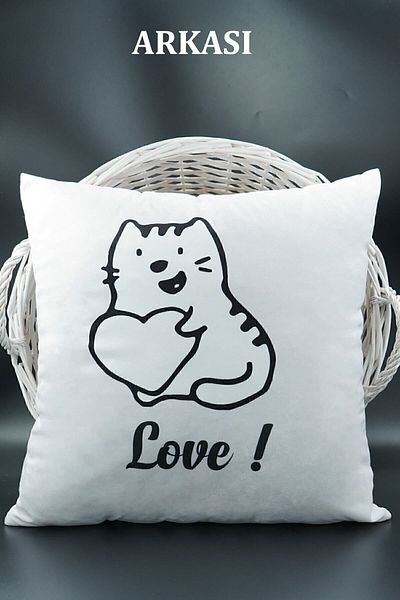 ASDİVA 43X43 cm Velvet Letter Throw Pillow Cover - Double-Sided Letter P Cat Pattern, Birthday Marriage Proposal