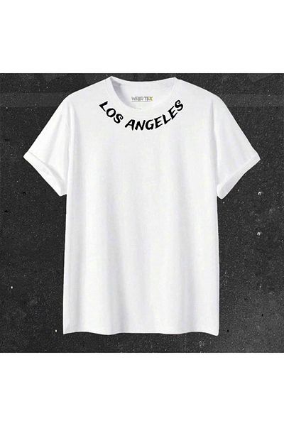 Minikelya New Season Unisex Los Angeles Collar Printed T-Shirt