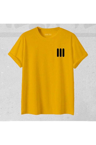 Minikelya Unisex Three Lines Printed New Season Cotton Oversize T-shirt