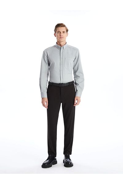LC Waikiki Ανδρικό μακρυμάνικο πουκάμισο LCWAIKIKI Classic Grey Regular Fit