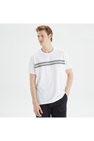 Nautica Erkek Beyaz Standart Fit Çizgili T-Shirt