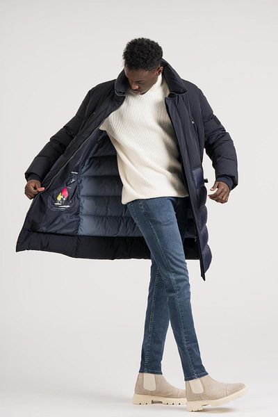 Giotelli Regular Fit Stand Collar Long Puffer Quilted Coat with Side Pockets
