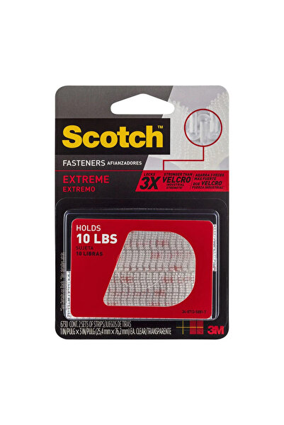 Scotch مثبتات إكستريم 1 بوصة × 3 بوصة شفافة، مجموعتان من الشرائط