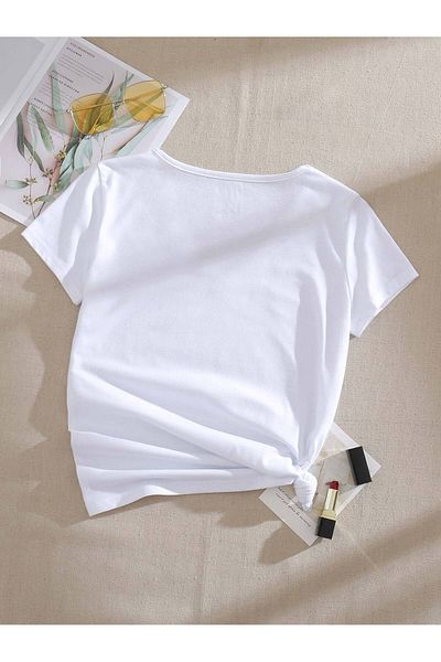 mercoledi Tricou oversize damă casual cu decolteu în V