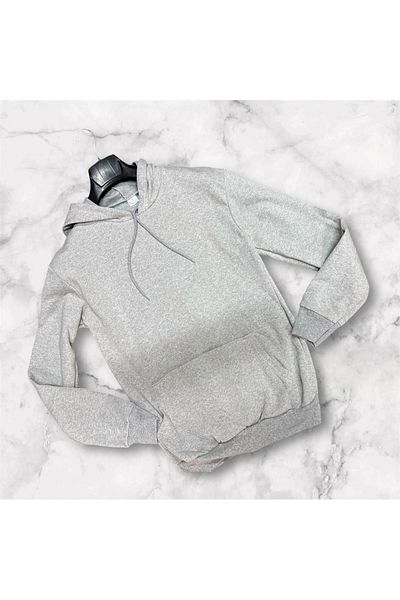 DUDAKTAN KALBE Men's Gray Color Hooded Shawl-Shirt Trend Model