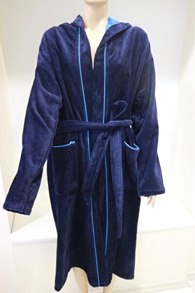 Ender Home Пряжа Фарба Прямий оксамитовий халат з довгим капюшоном Модель халат