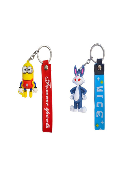 Çılgın hırsız-Bugs Bunny 3D Çift Anahtarlık Çanta Aksesuarı 2 Adet