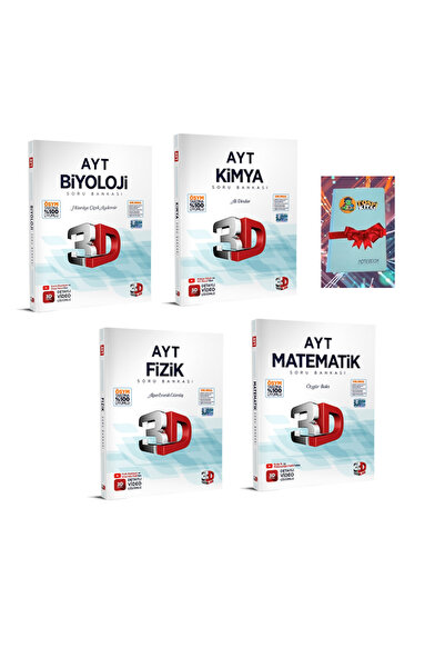 3D Yayınları AYT 3D FİZİK + KİMYA + BİYOLOJİ + MATEMATİK Soru Bankası ( NOT D...
