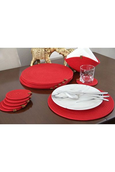 Hediyeninellitonu 13 Piece Placemat Set for 6 Persons, Tableware Set, Plate Coasters, Coasters,