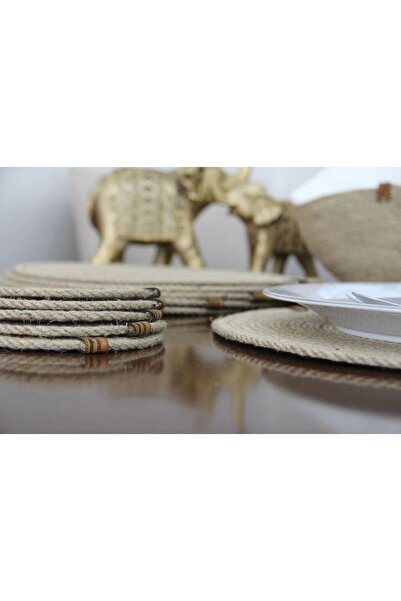 Hediyeninellitonu 13 Piece Placemat Set for 6 Persons, Wicker Tableware Set, Plate Coasters, Coasters,