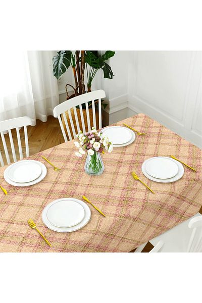 Evim Canvas Flowy Pink Liquid Proof Stain Resistant Tablecloth